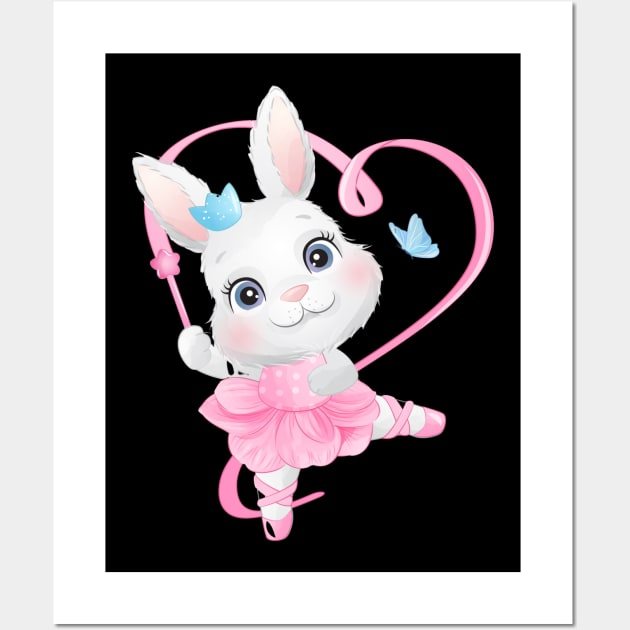 Cute little bunny with ballerina Wall Art by zwestshops